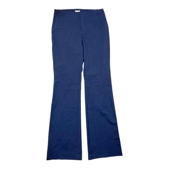 ecru Dark Blue High Waist Slash Pockets Flair Business Dress Pants Size 0 - Picture 1 of 8